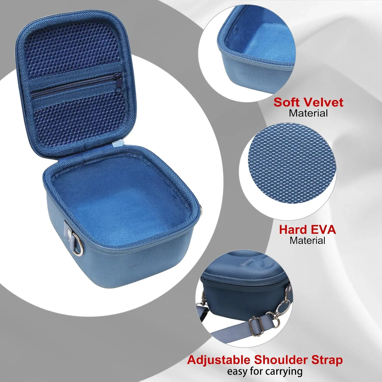 LTGEM Case Compatible with Fujifilm Instax Mini 12/11 / 10/9 / 8/7 / 7  Instant Camera and FUJIFILM Instax Mini Instant Flim with Shoulder Strap, Blue(Case Only)