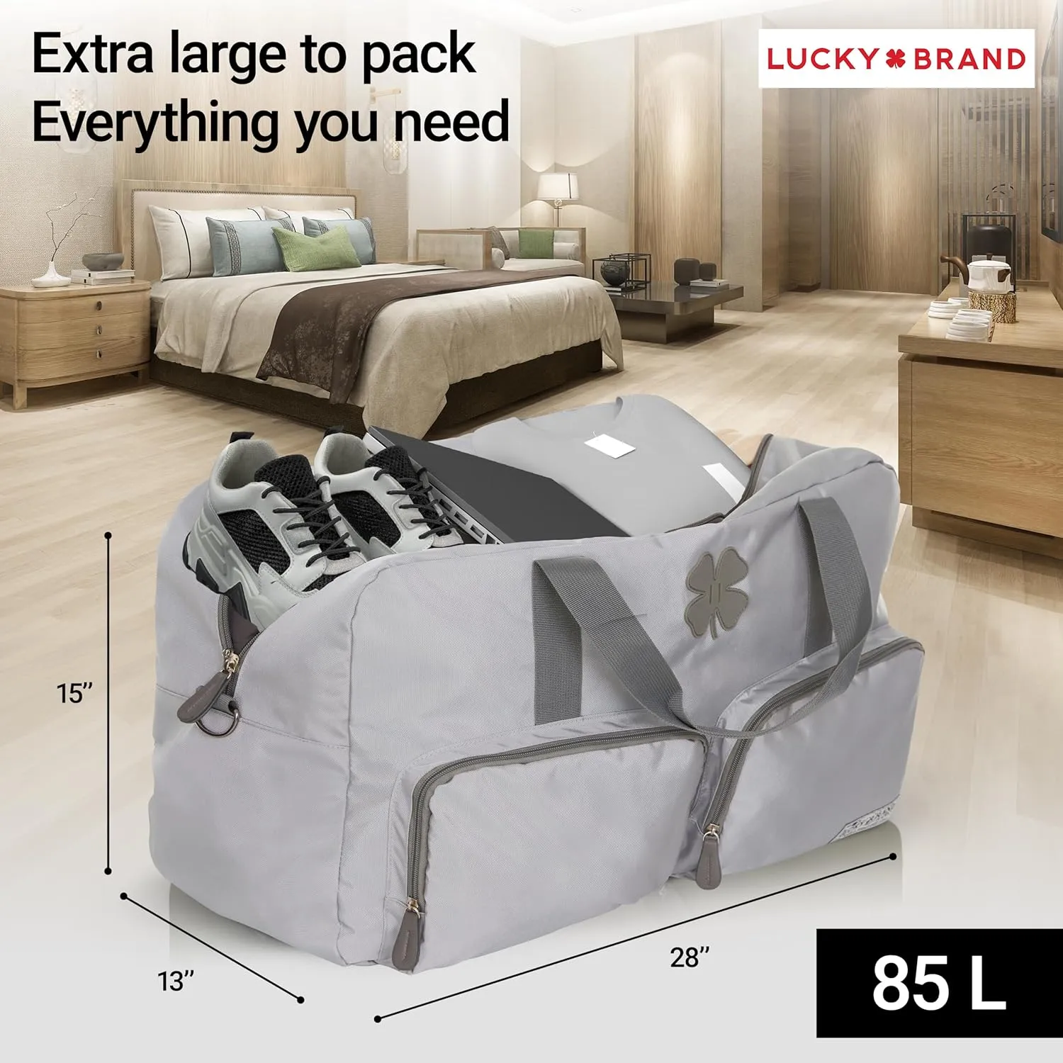 Lucky Travel Duffel Bags 85L, Gym Bag, Travel Bag & Large Duffle Bag for Men, Foldable Overnight Weekender Bags for Women & Men with Adjustable Shoulder Strap,
