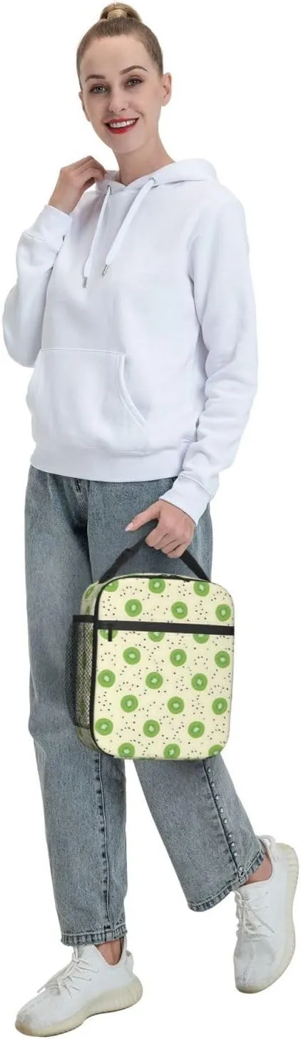 Lunch Box Lunch Bag for Women and Men, Insulated Lunch Box Cooling Tote Reusable Leakproof with Side Pockets, Lunch Tote Bags for Travel/Office/Camping (Kiwi)