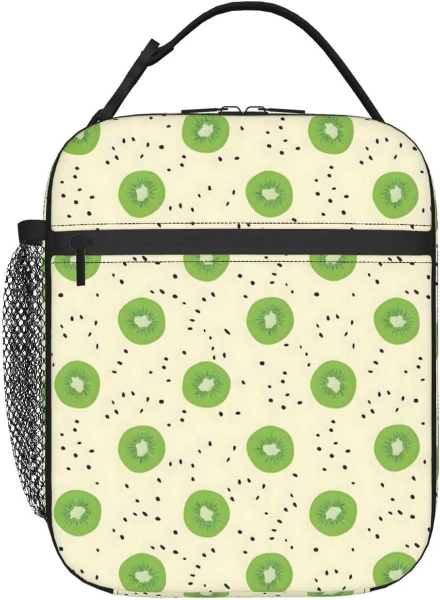 Lunch Box Lunch Bag for Women and Men, Insulated Lunch Box Cooling Tote Reusable Leakproof with Side Pockets, Lunch Tote Bags for Travel/Office/Camping (Kiwi)