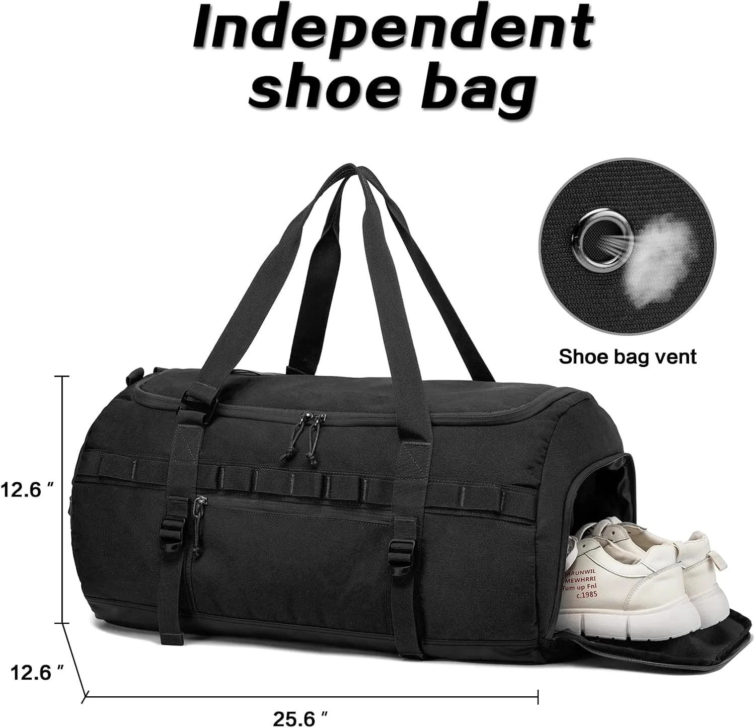 Lyweem Travel Duffel Bag for Men Duffle Bag Large Size for Women Weekender Overnight with Shoes Compartment Multifunctional Gym Bags for Men, Black