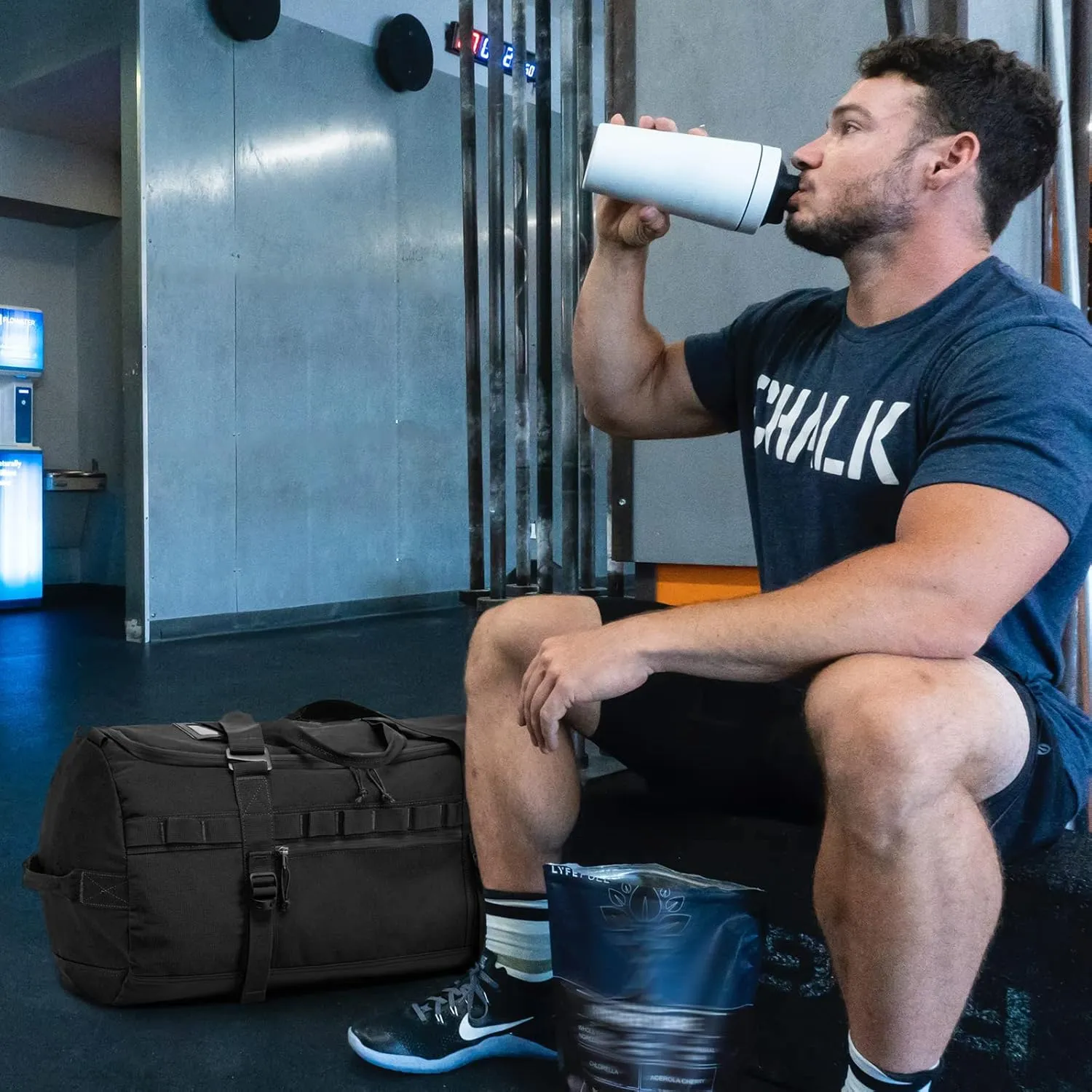 Lyweem Travel Duffel Bag for Men Duffle Bag Large Size for Women Weekender Overnight with Shoes Compartment Multifunctional Gym Bags for Men, Black