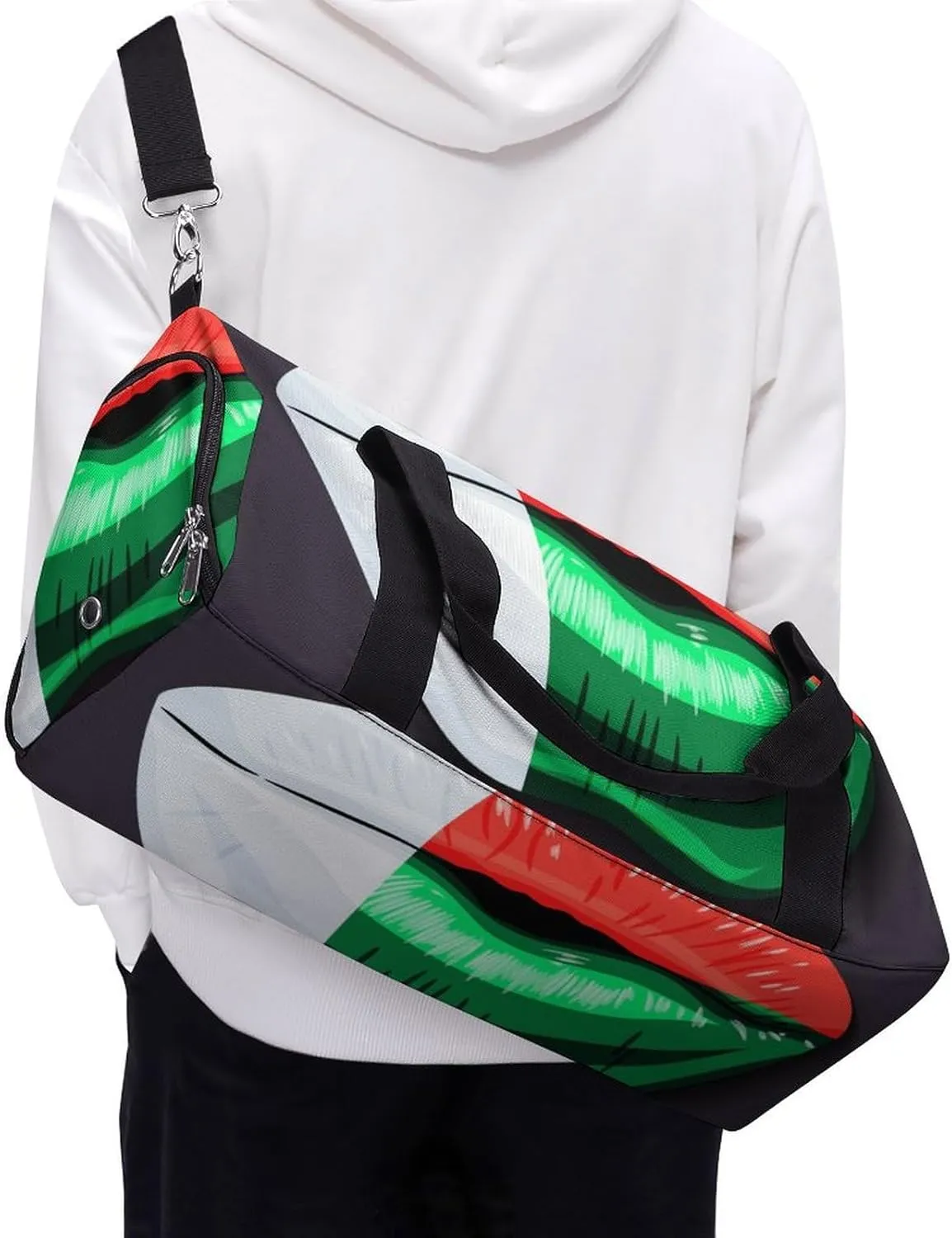 Madagascar Flag Lips Sports Duffel Bag with Waterproof Shoe Compartment for Gym and Travel