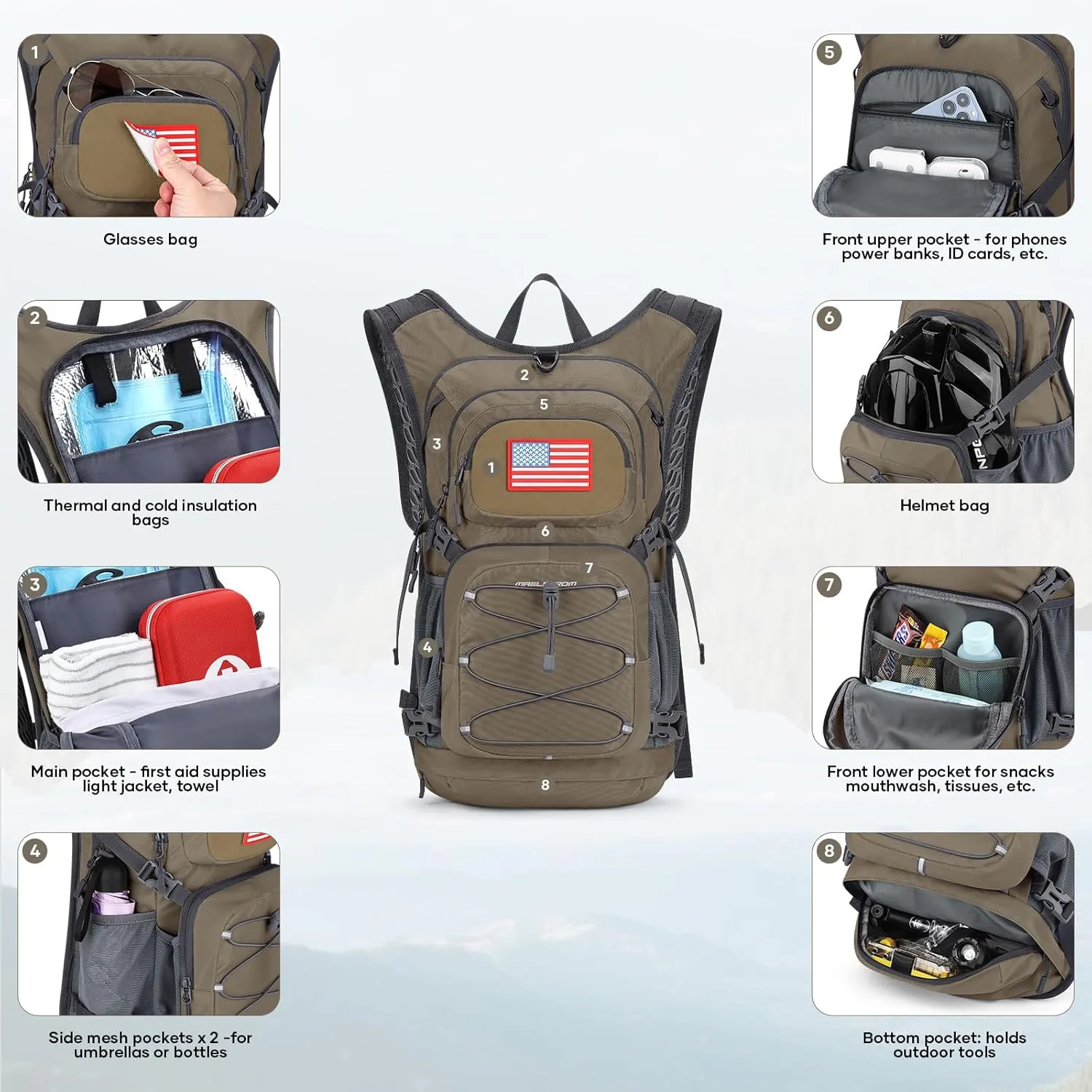 Maelstrom Hydration Backpack, Hiking Backpack with 2L/3L Water Bladder, High Flow Bite Valve Water Backpack Lightweight