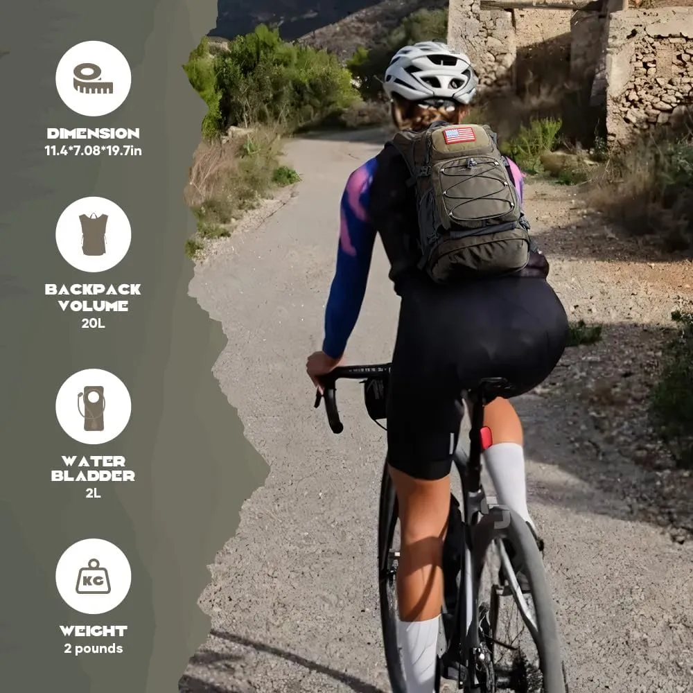 Maelstrom Hydration Backpack, Hiking Backpack with 2L/3L Water Bladder, High Flow Bite Valve Water Backpack Lightweight