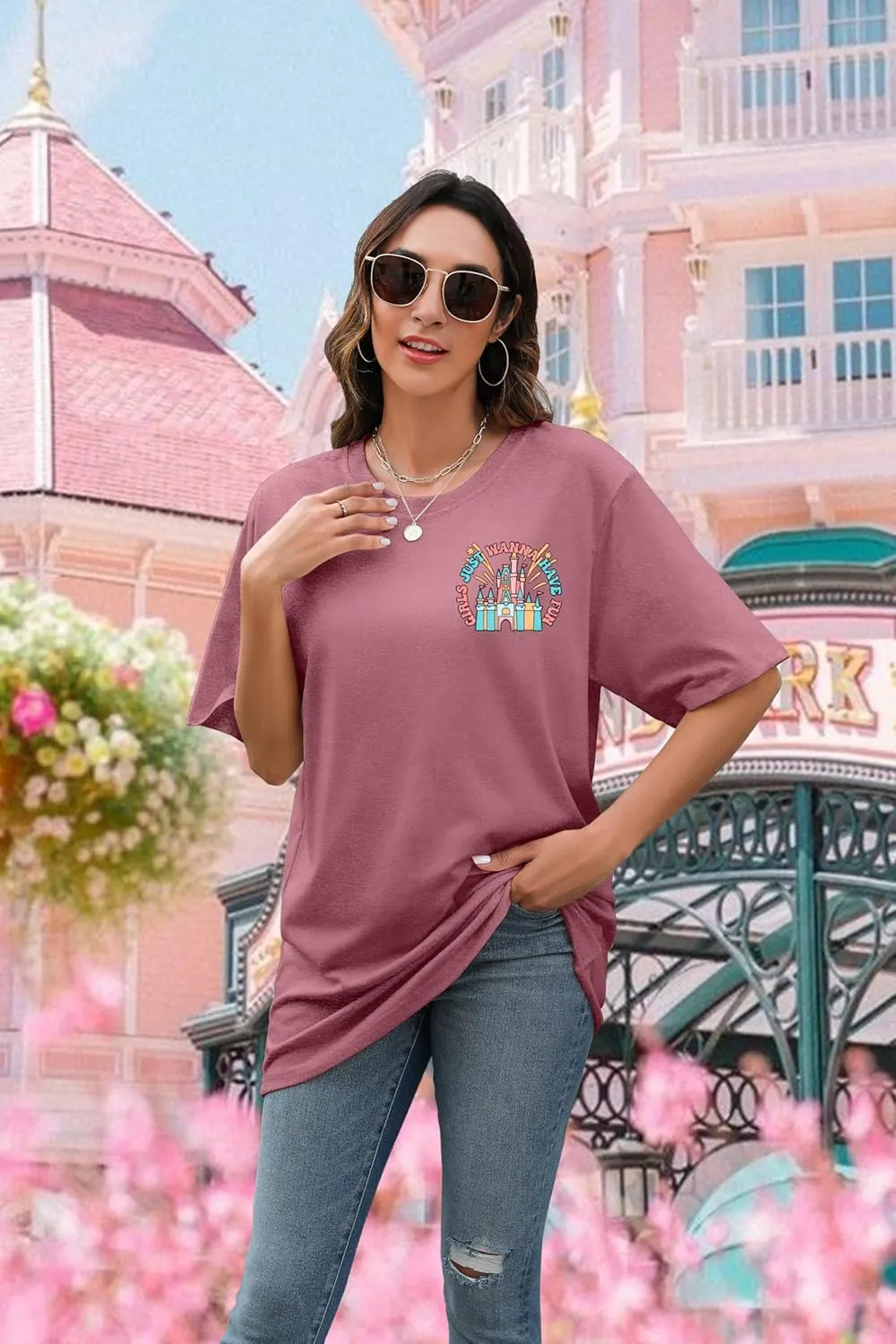 Magic Kingdom Shirt Women Girls Just Wanna Have Fun Shirt Girls Trip T-Shirt Cute Magical Tee Summer Vacation Tops