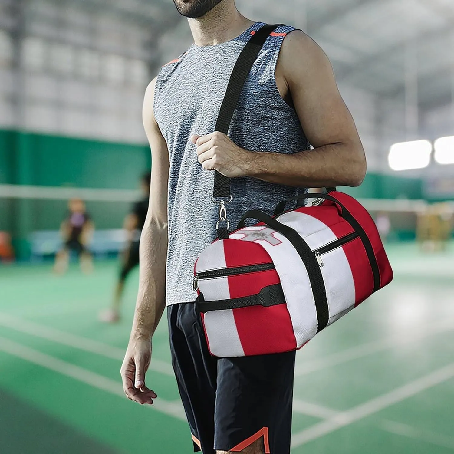 Malta Flag Duffel Bag for Men Women Waterproof with Shoe Compartment