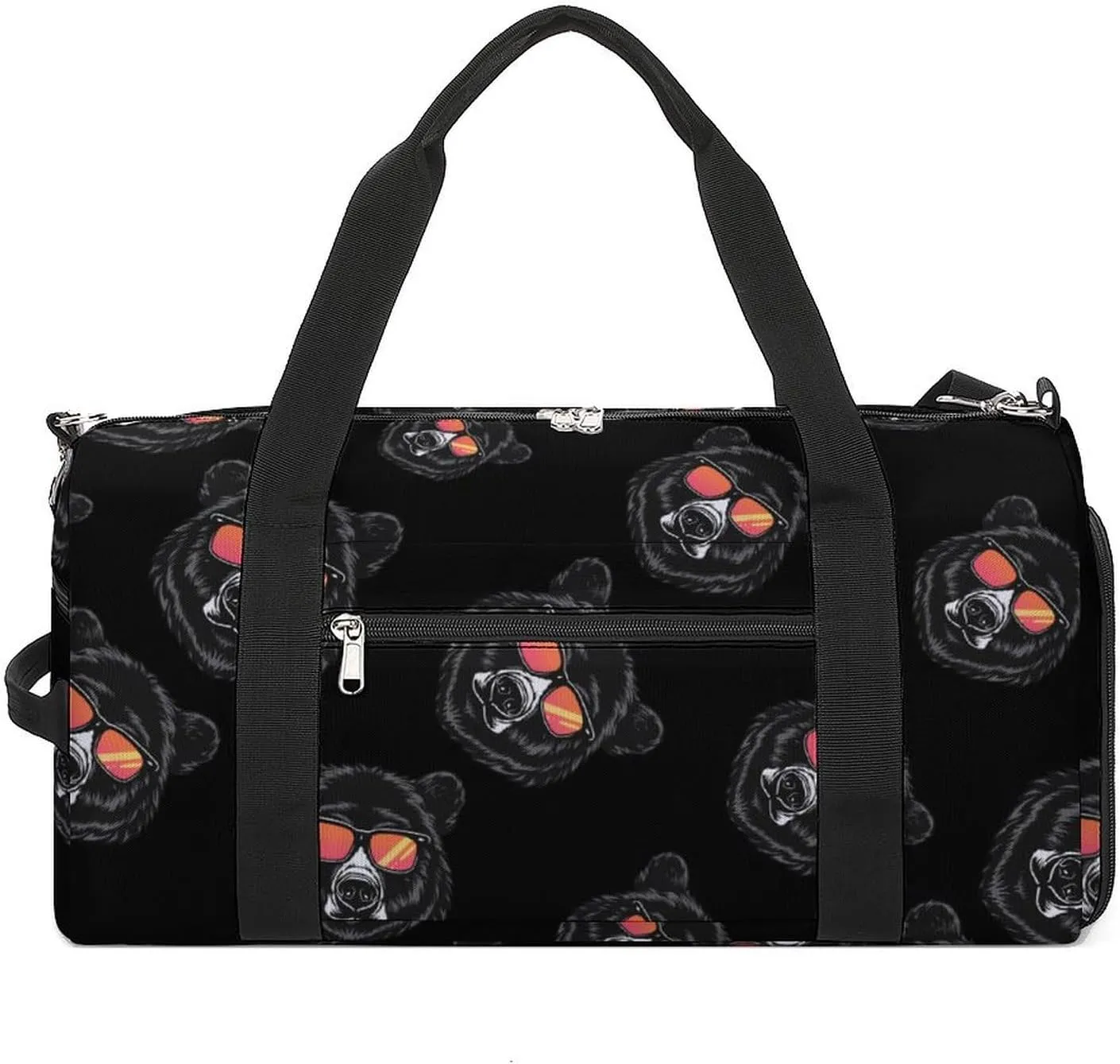 Mama Bear with Glasses Sports Gym Bag for Men Women Travel Duffel Bag with Shoulder Strap