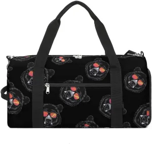 Mama Bear with Glasses Sports Gym Bag for Men Women Travel Duffel Bag with Shoulder Strap