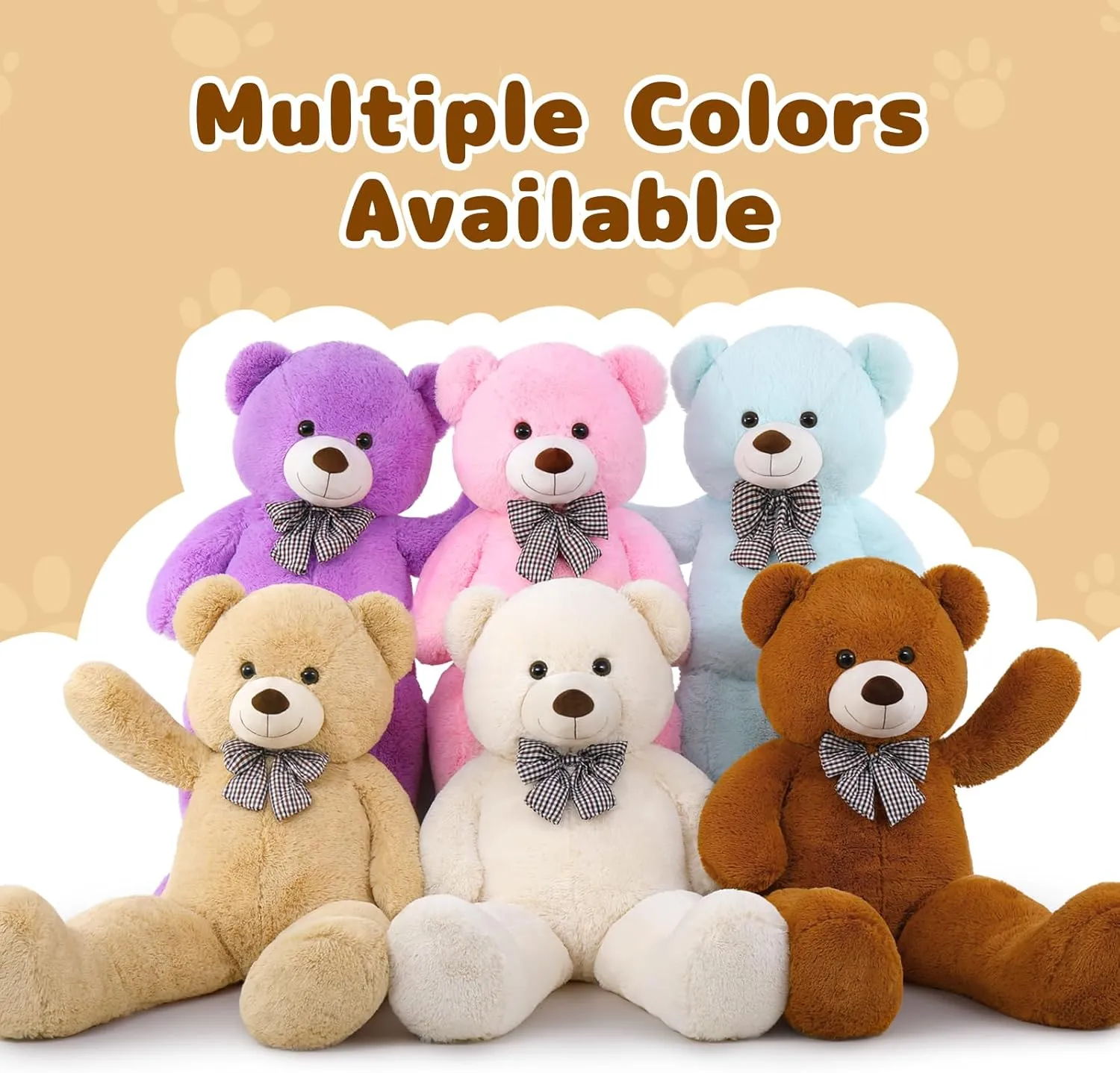 MaoGoLan Giant Big Teddy Bear 4 Feet 47 inch Life Size Tan Plush Bear Brown Stuffed Animal for Children Boyfriend