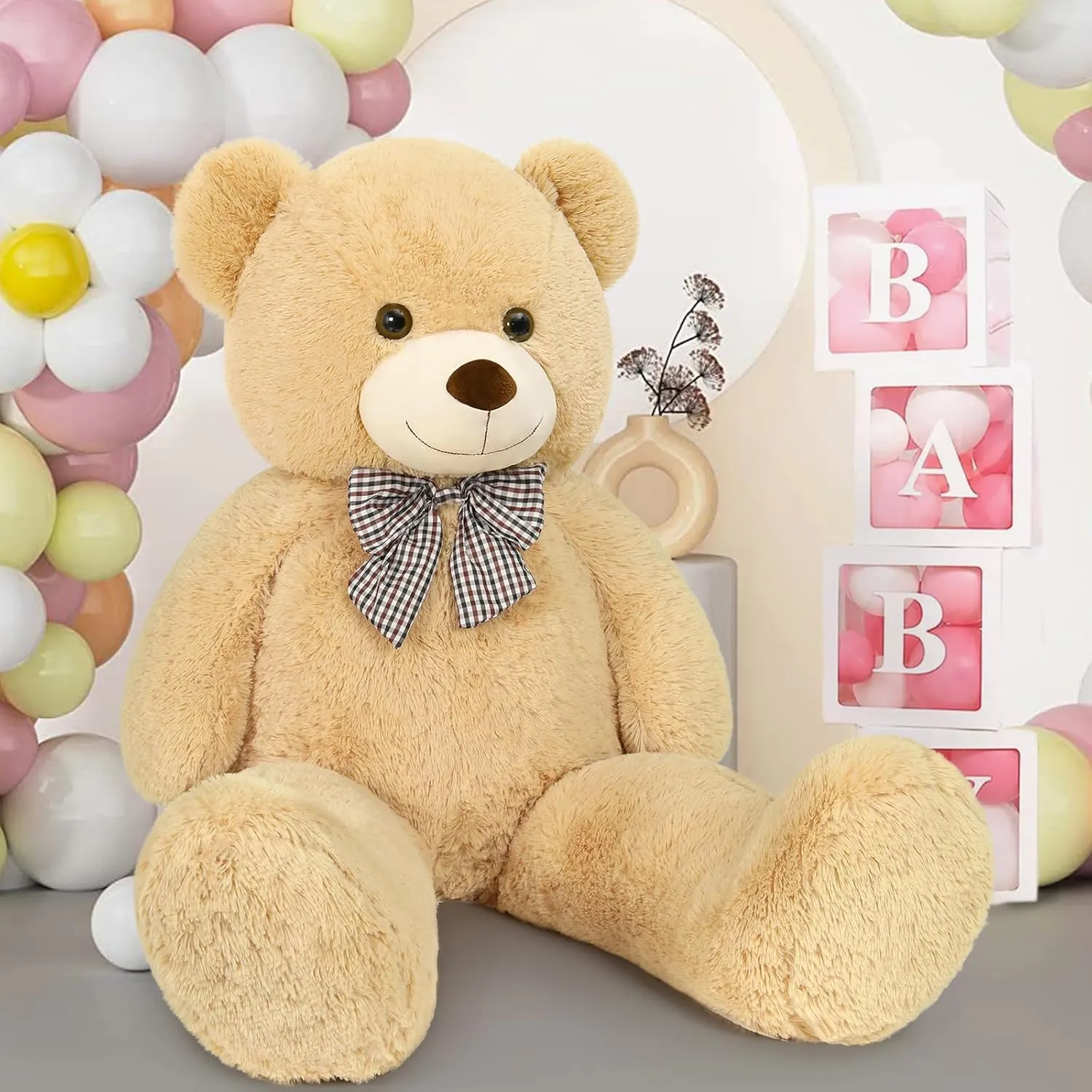 MaoGoLan Giant Big Teddy Bear 4 Feet 47 inch Life Size Tan Plush Bear Brown Stuffed Animal for Children Boyfriend