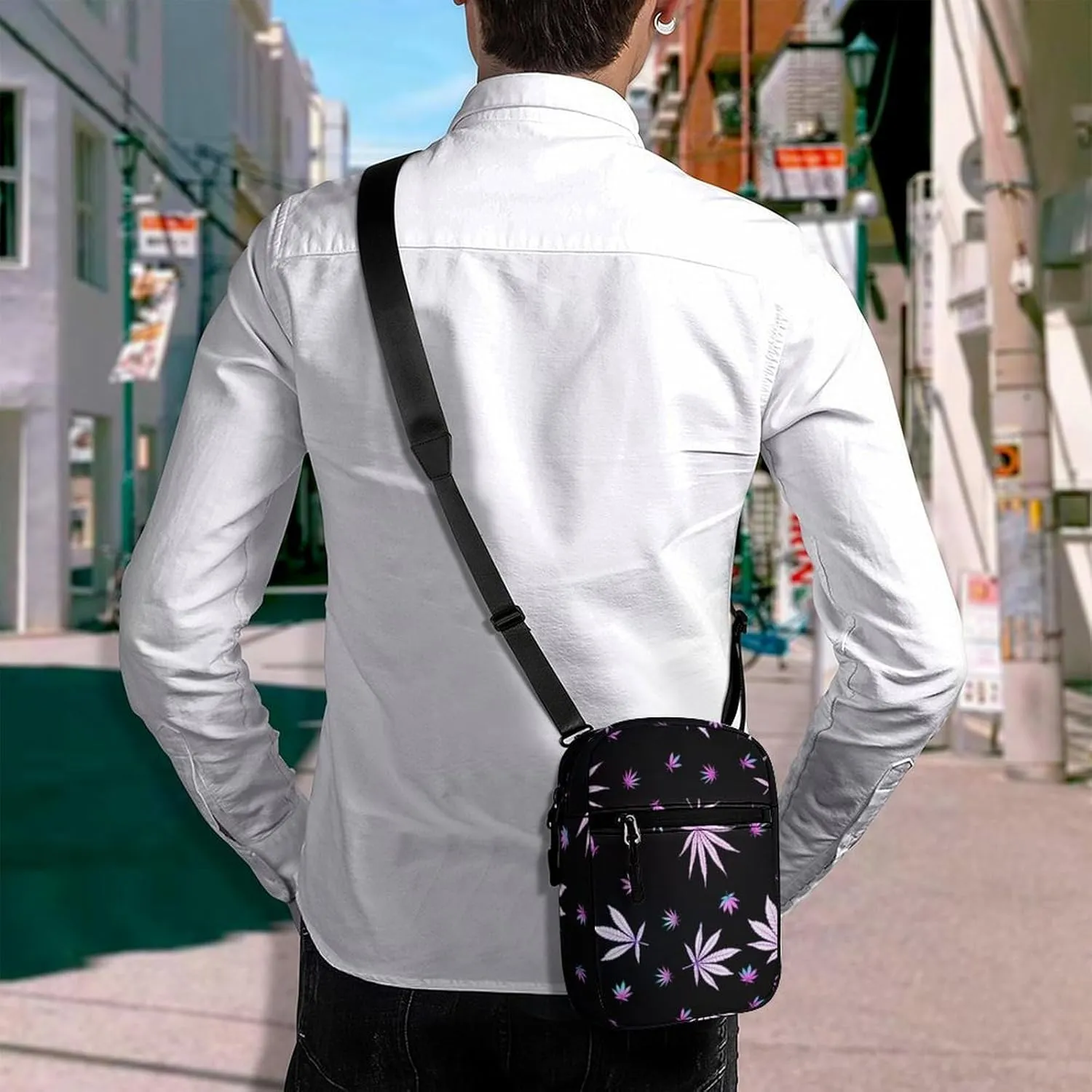 Marijuana Sketch Crossbody Bag Small Shoulder Bag Waterproof, Lightweight And Convenient