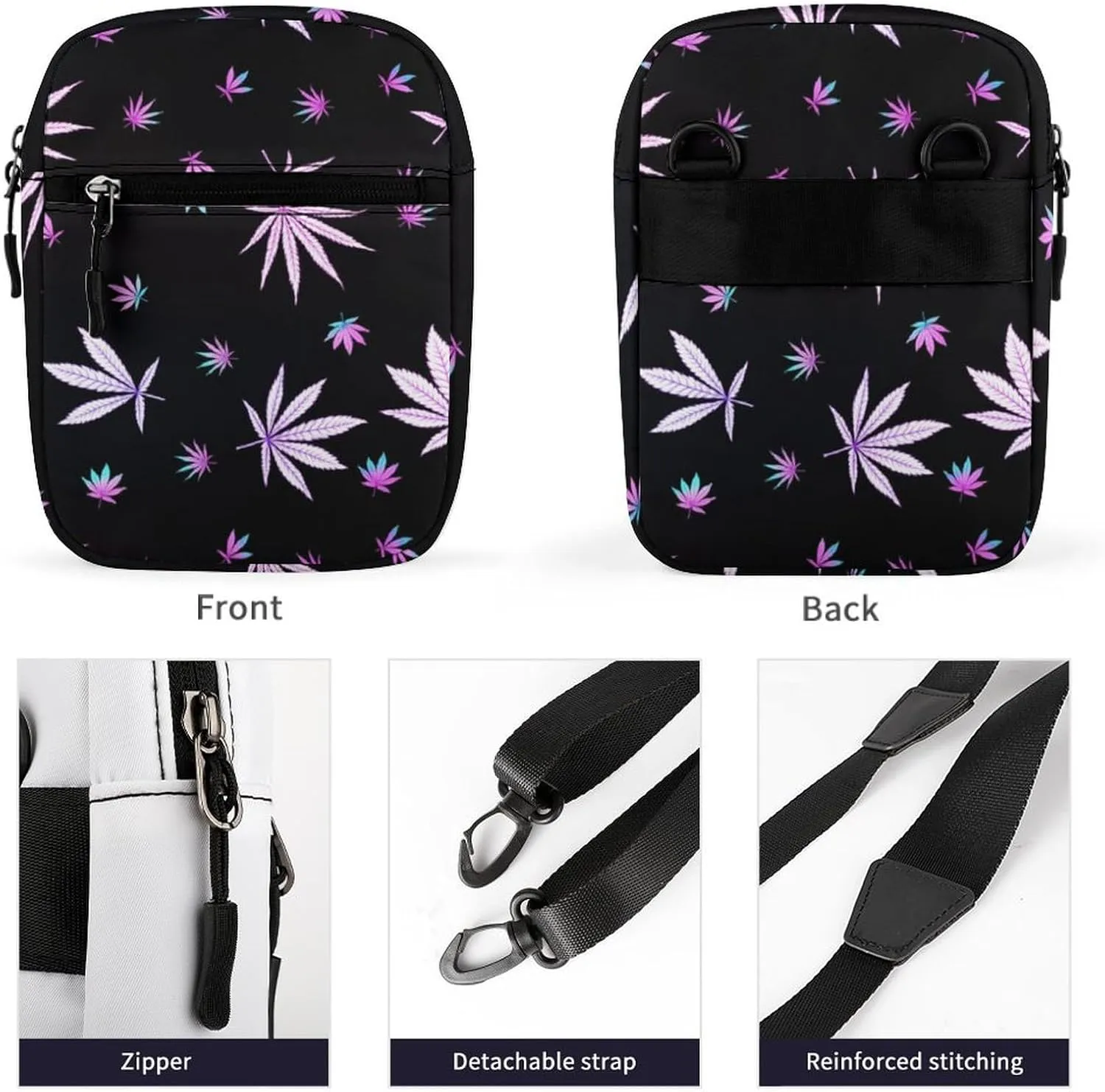 Marijuana Sketch Crossbody Bag Small Shoulder Bag Waterproof, Lightweight And Convenient