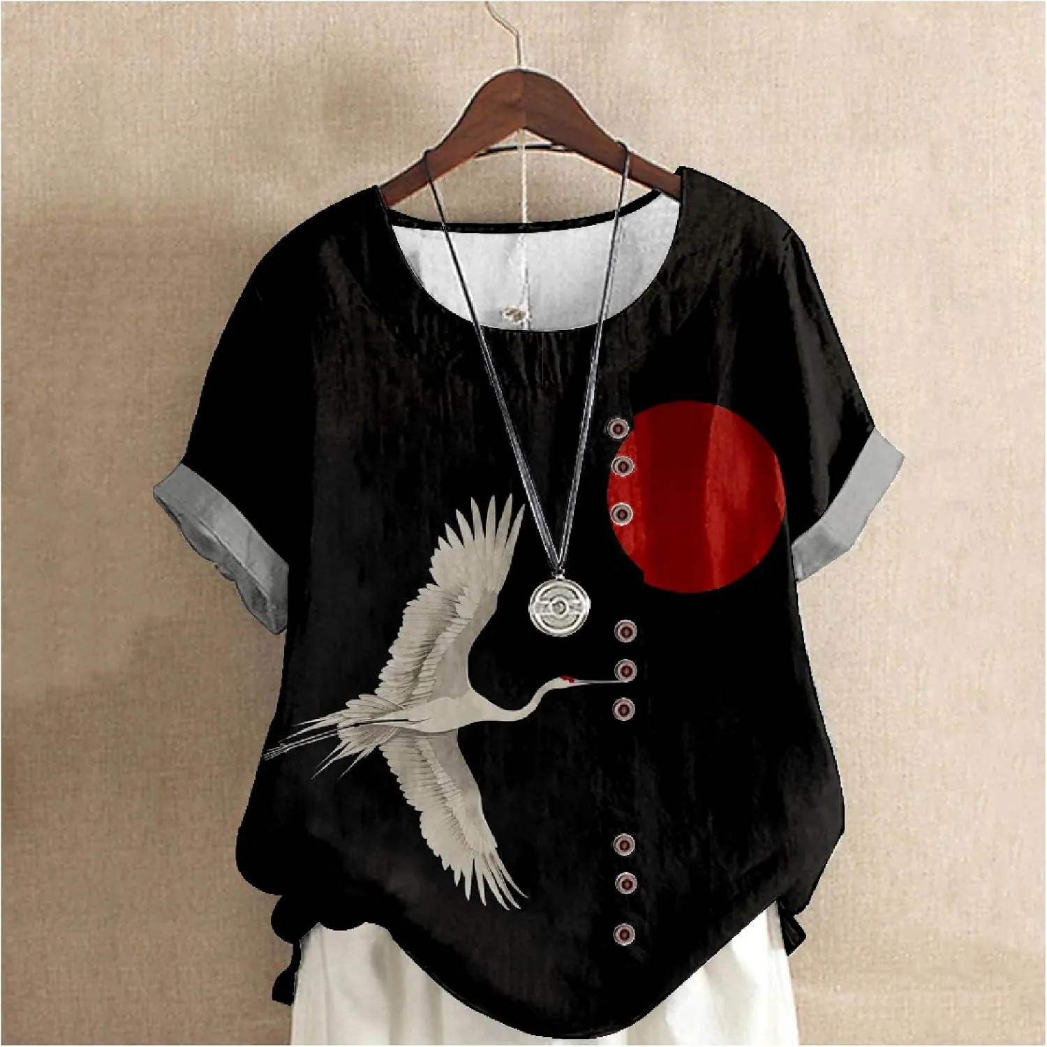 MARSVOVO Casual Short Sleeve T Shirt for Women Crewneck Oversized Tops Lightweight Soft