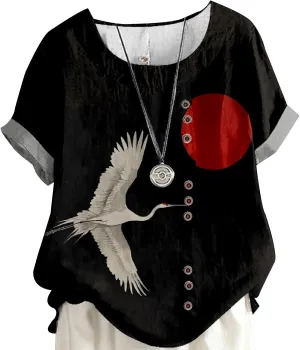 MARSVOVO Casual Short Sleeve T Shirt for Women Crewneck Oversized Tops Lightweight Soft