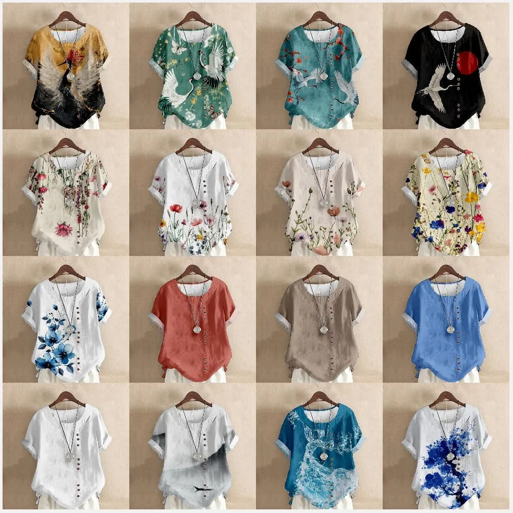 MARSVOVO Casual Short Sleeve T Shirt for Women Crewneck Oversized Tops Lightweight Soft