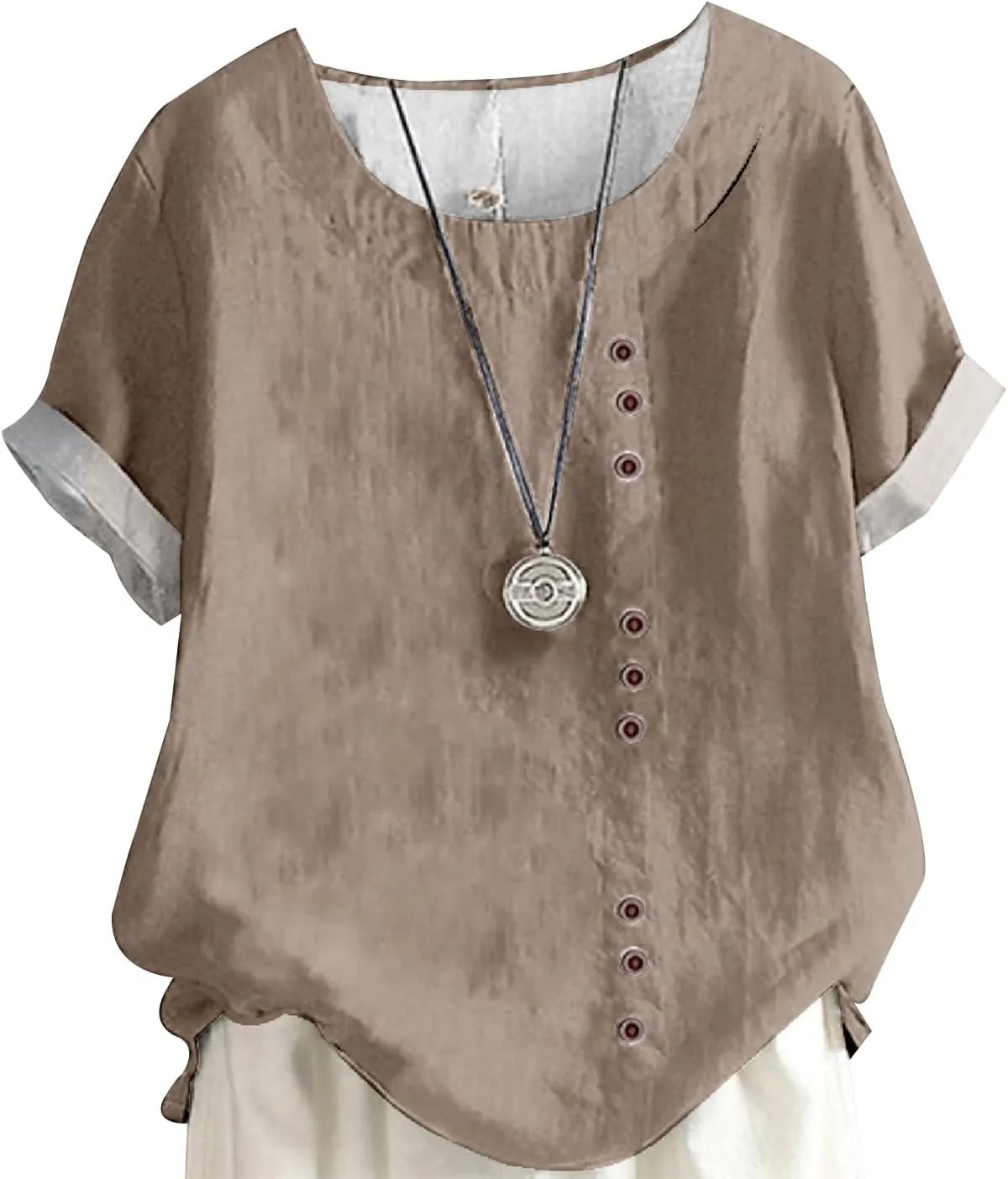 MARSVOVO Casual Short Sleeve T Shirt for Women Crewneck Oversized Tops Lightweight Soft