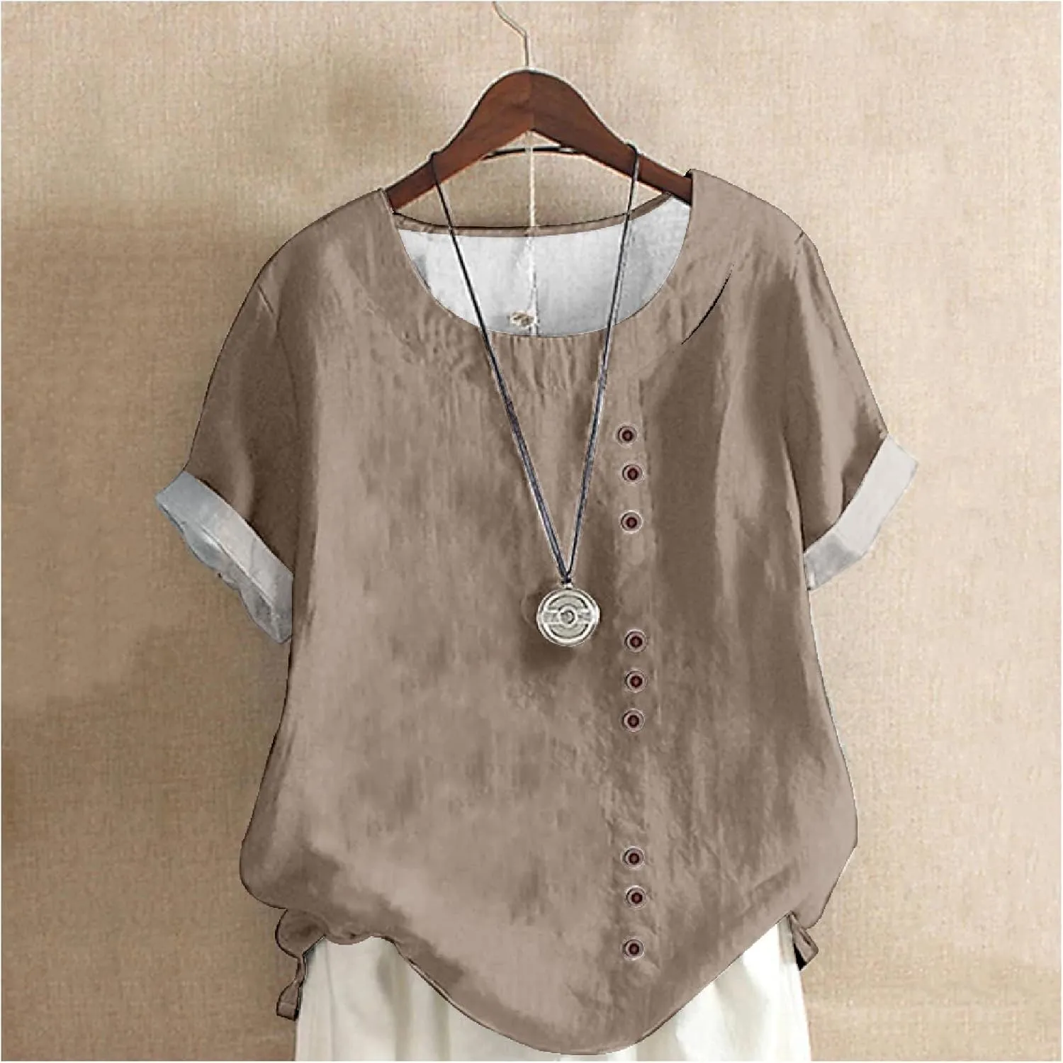MARSVOVO Casual Short Sleeve T Shirt for Women Crewneck Oversized Tops Lightweight Soft