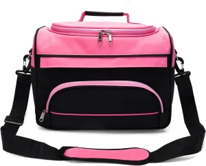 MAXPAND Small Hairdressing Tool Bag Hairdresser Bag with Shoulder Strap Cosmetics Beauty Hairstylist Bag Hair Makeup Salon Organizer Bag with YKK Zipper (PINK), 13.8" x 8.7" x 9.5"