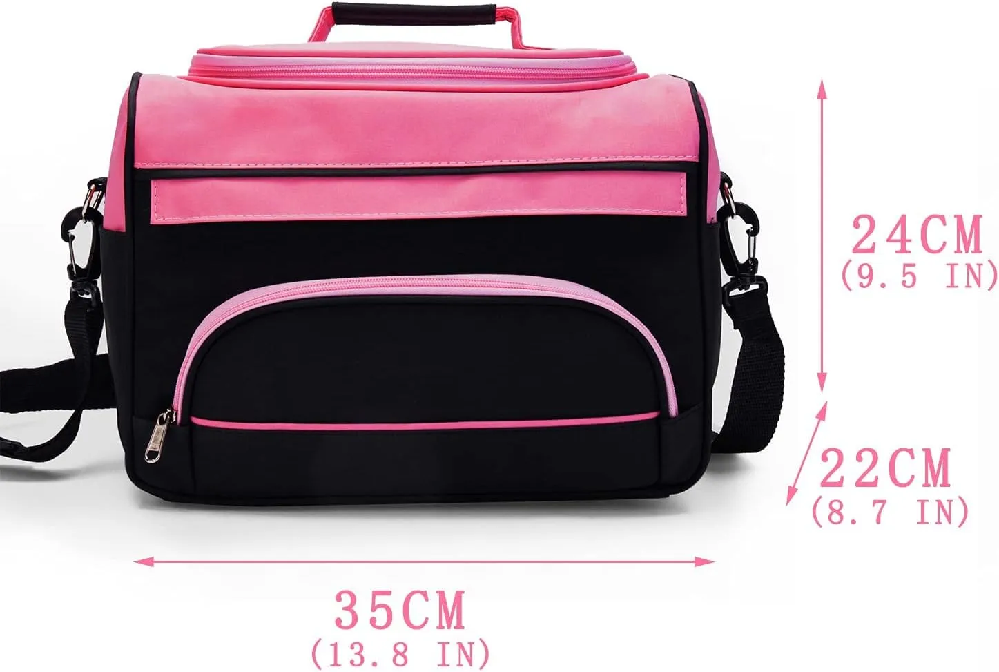 MAXPAND Small Hairdressing Tool Bag Hairdresser Bag with Shoulder Strap Cosmetics Beauty Hairstylist Bag Hair Makeup Salon Organizer Bag with YKK Zipper (PINK), 13.8" x 8.7" x 9.5"