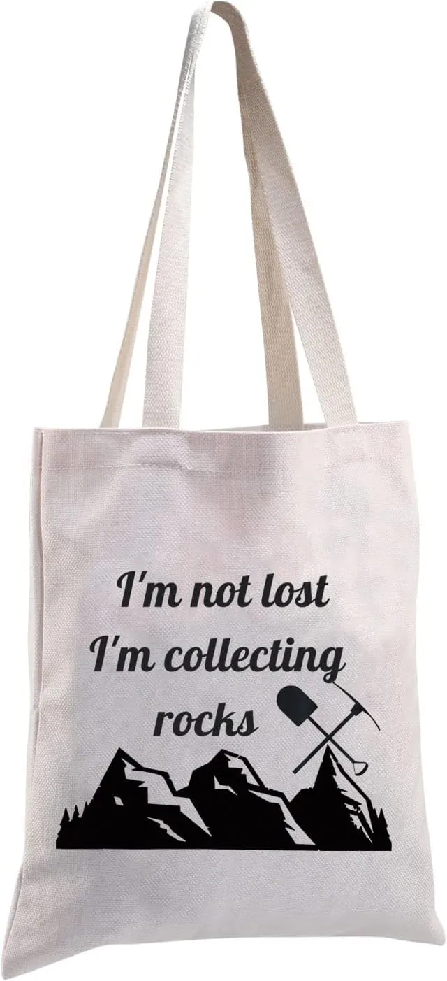 MBMSO Rock Collector Tote Bag Geologist Gifts I'm Not Lost I'm Collecting Rocks Geology Gifts Shoulder Bag Rock Hound Gifts