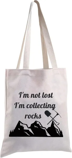 MBMSO Rock Collector Tote Bag Geologist Gifts I'm Not Lost I'm Collecting Rocks Geology Gifts Shoulder Bag Rock Hound Gifts
