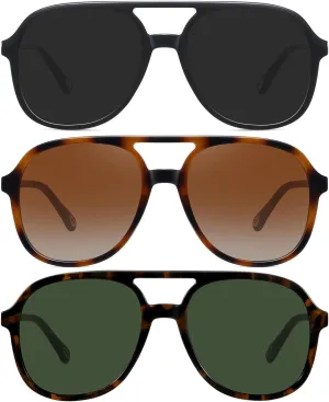 MEETSUN Retro Oversized Aviator Sunglasses for Women Men Trendy Square Aviators 70s Vintage Sun Glasses