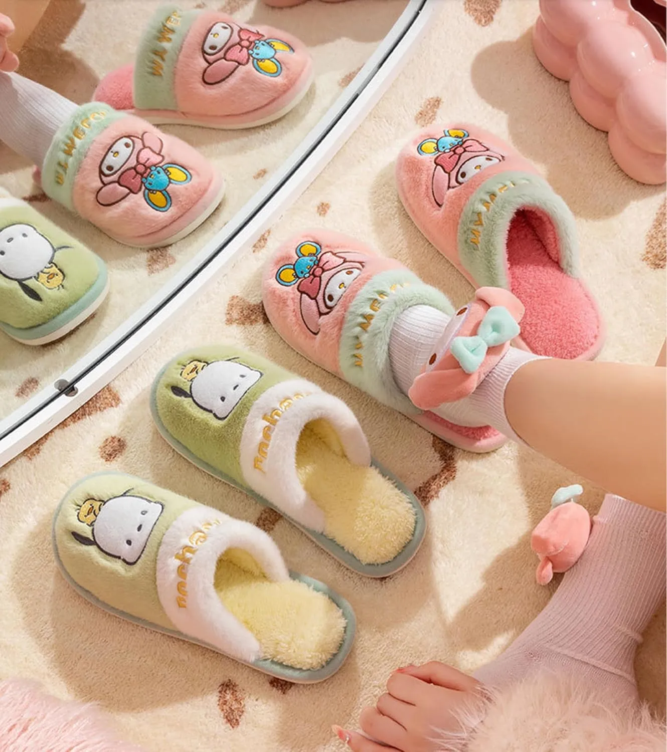 Melody & Mouse Home Slippers for Girls Kids Children