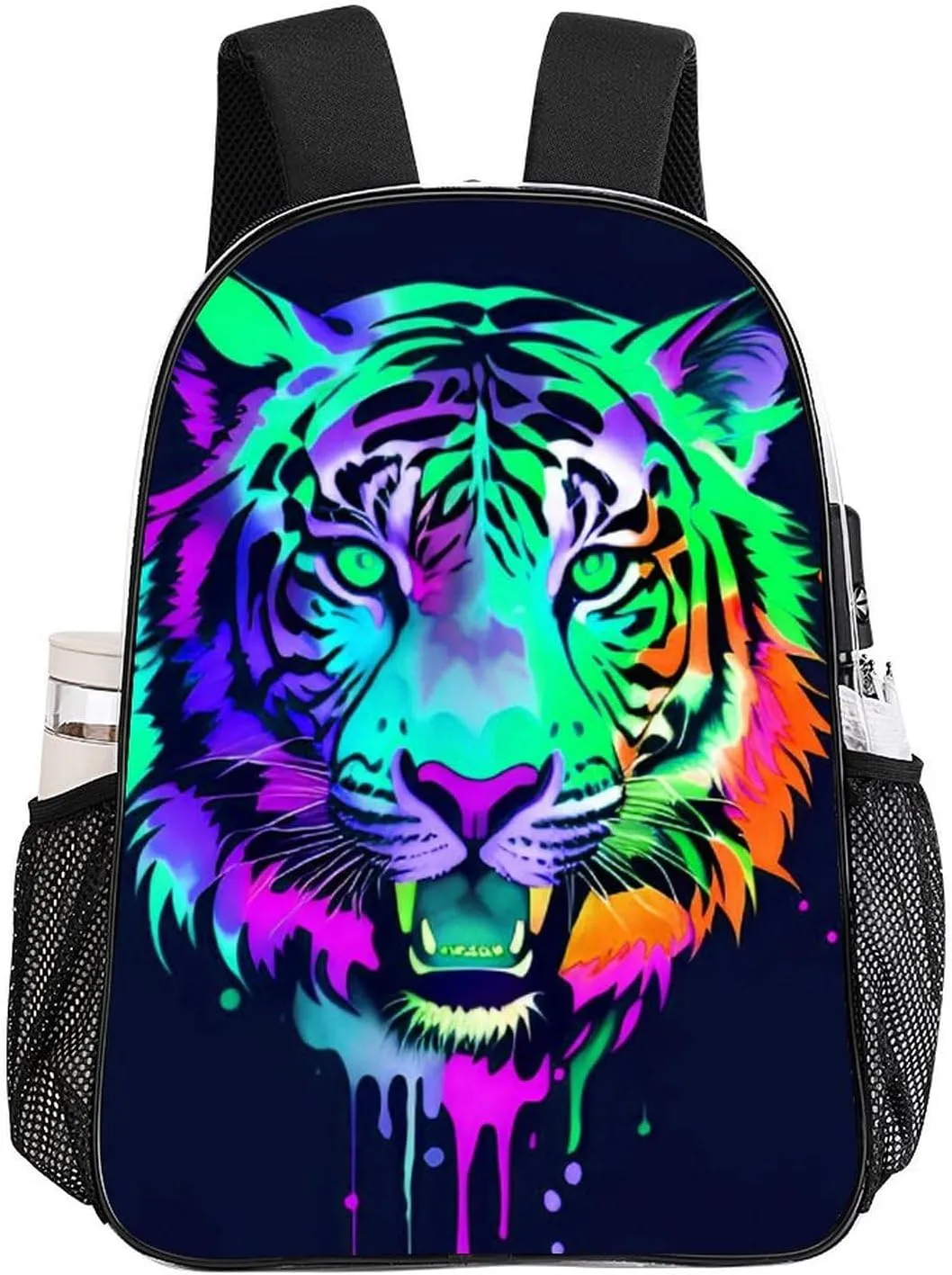 Men Women Lightweight Colorful Abstract King Of The Tiger Watercolor Art Backpack Large Capacity Bookbag Transparent Bag for Gym Business Running
