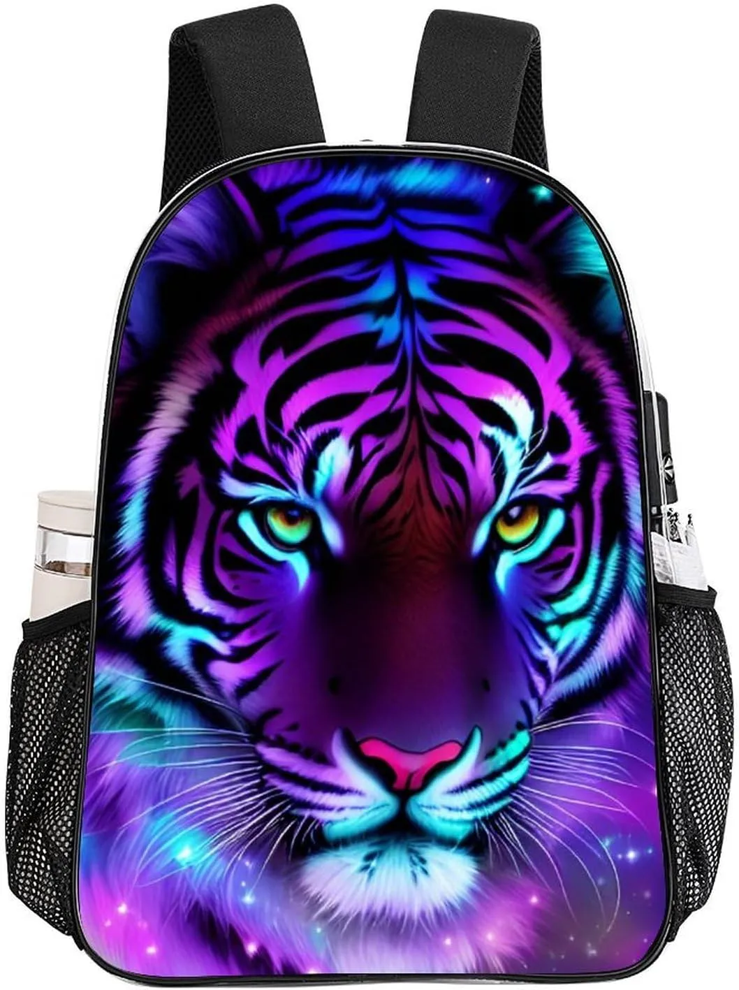 Men Women Lightweight Mystic Fantasy Galaxy Sky Fantasy Tiger Wild Animals Boho Style Backpack Large Capacity Bookbag Transparent Bag for Gym Business Running
