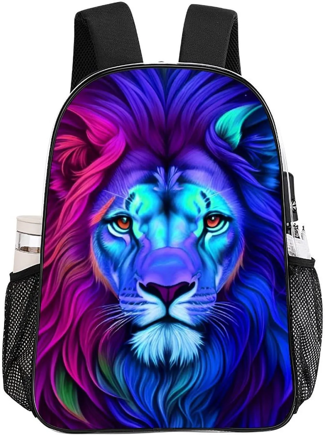 Men Women Lightweight Psychedelic Lion Art Daypack Bookbag Big Capacity Carry On Bag Transparent Bag for Camping Travel Bicycle