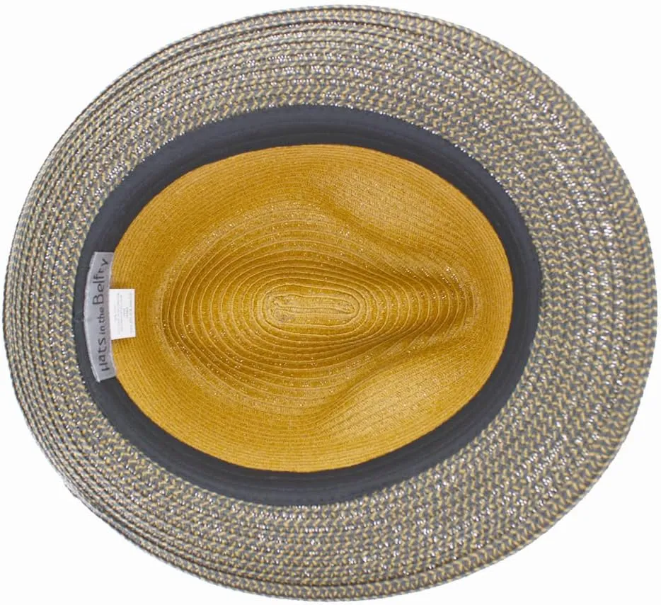 Men Women Summer Woven Straw Trilby Fedora Hat in Ivory Tan Black