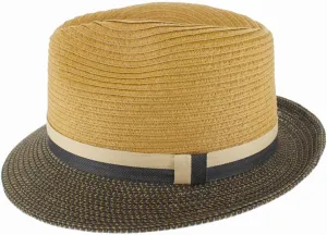 Men Women Summer Woven Straw Trilby Fedora Hat in Ivory Tan Black
