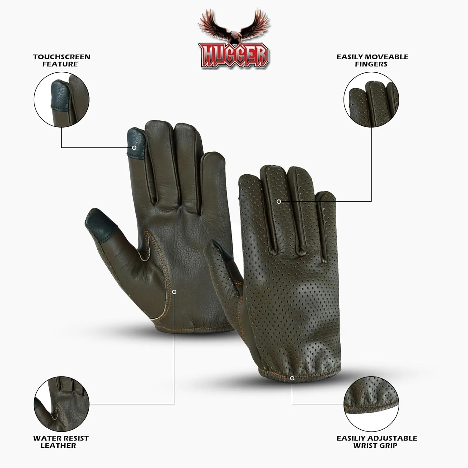Men's Air Pro Sport Motorcycle, Driving, Police Patrol Summer Glove Water Resistant Leather