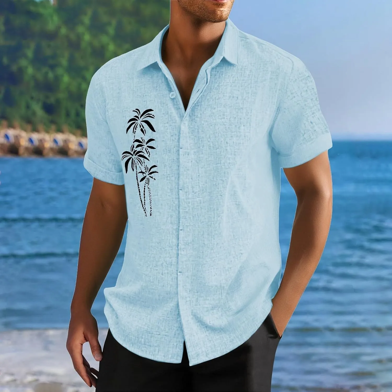 Men's Button Down Shirts Short Sleeve Casual Summer Floral Printed Beach Shirts 2025 Summer Vacation Holiday Shirt