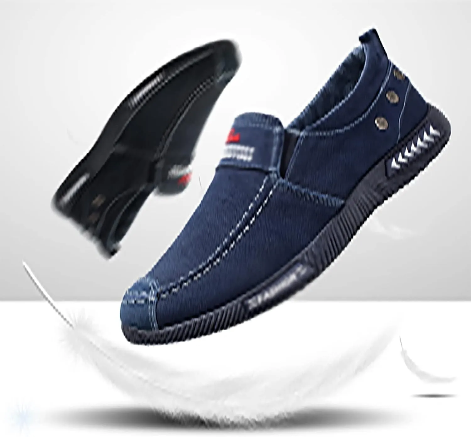 Men's Casual Martial Arts Shoes, Breathable Slip-On Chinese Traditional Old Beijing Canvas Walking Shoes, Rubber Sole Non Slip Strong Grip, are Light in Weight
