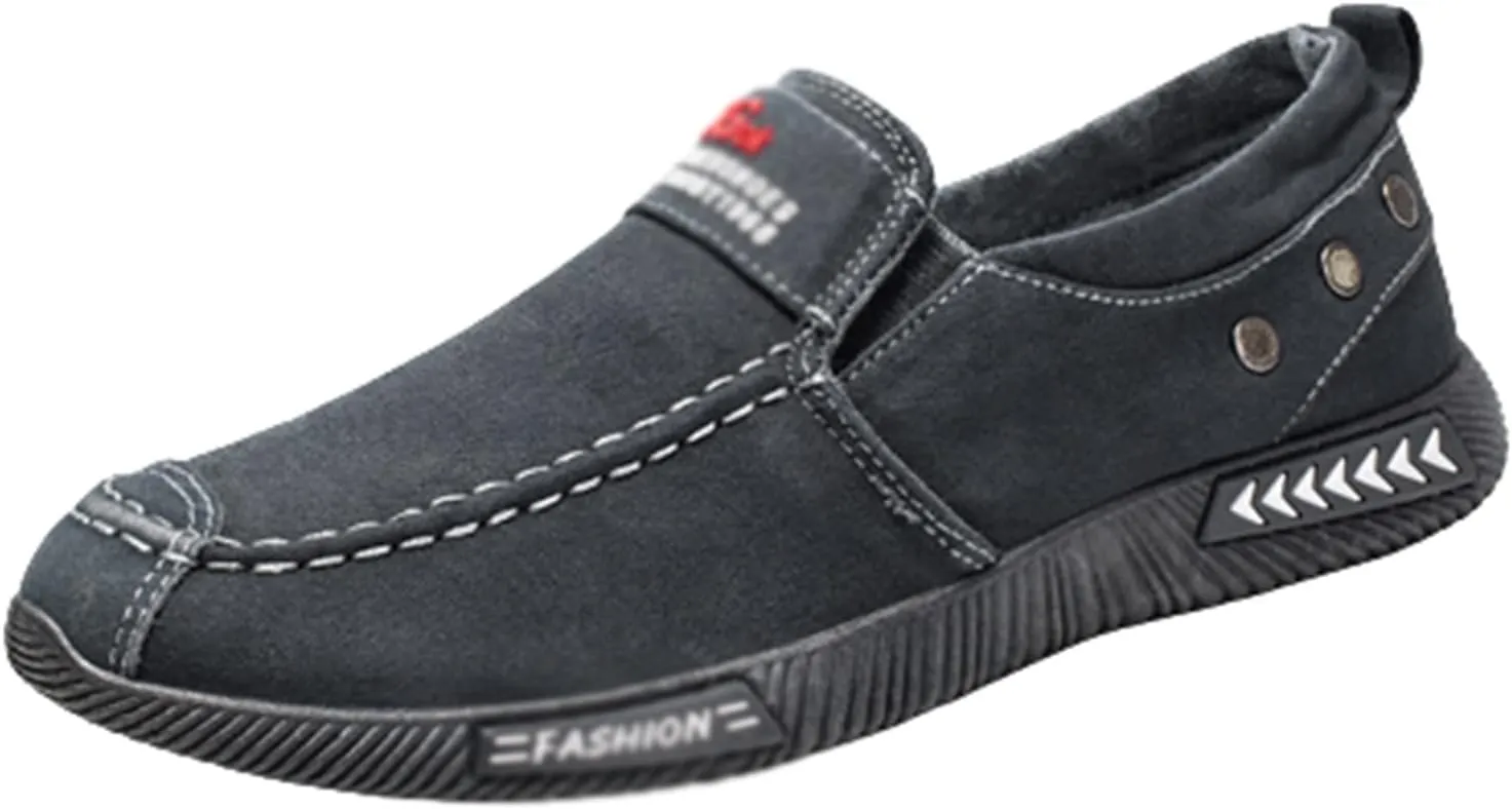 Men's Casual Martial Arts Shoes, Breathable Slip-On Chinese Traditional Old Beijing Canvas Walking Shoes, Rubber Sole Non Slip Strong Grip, are Light in Weight