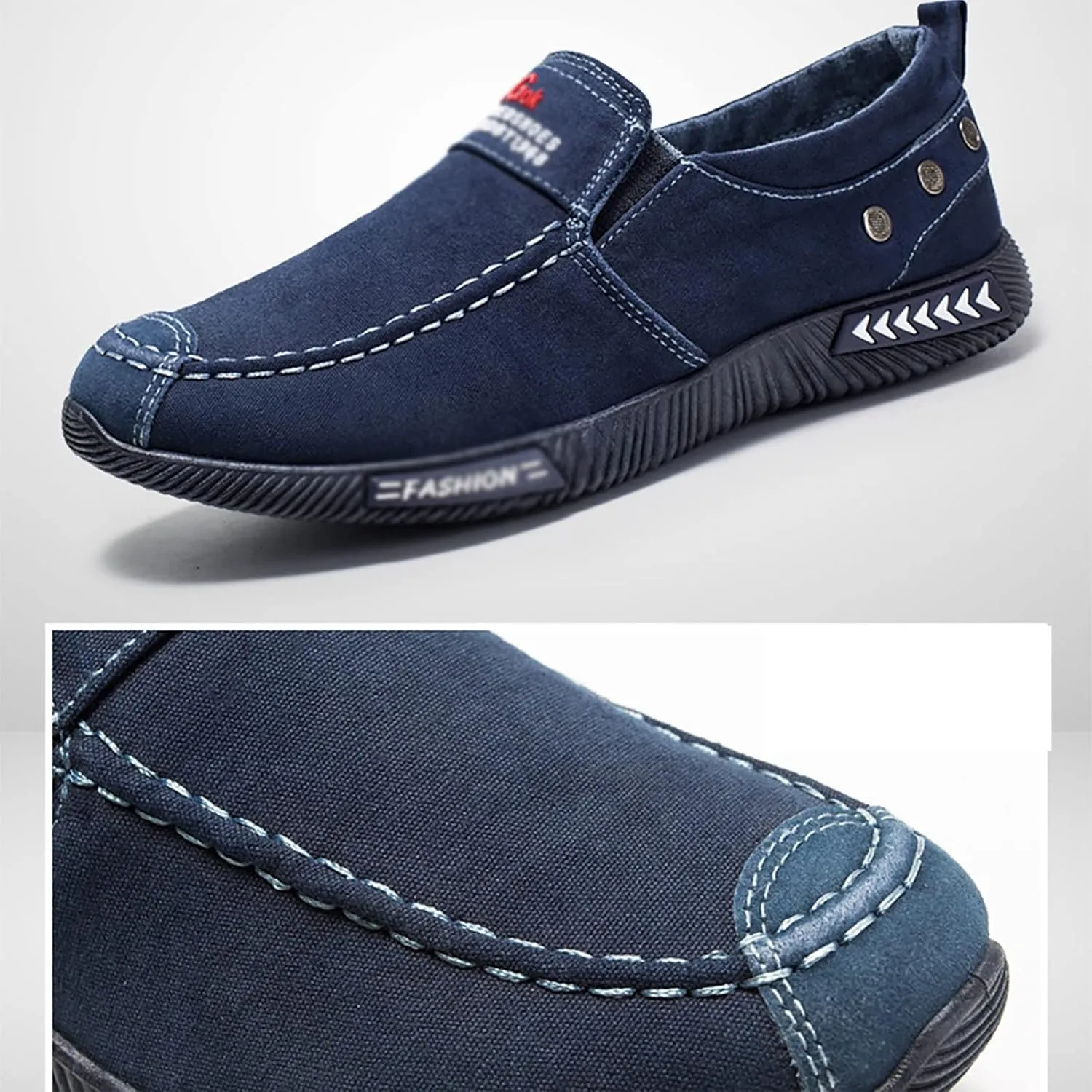 Men's Casual Martial Arts Shoes, Breathable Slip-On Chinese Traditional Old Beijing Canvas Walking Shoes, Rubber Sole Non Slip Strong Grip, are Light in Weight