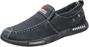 Men's Casual Martial Arts Shoes, Breathable Slip-On Chinese Traditional Old Beijing Canvas Walking Shoes, Rubber Sole Non Slip Strong Grip, are Light in Weight