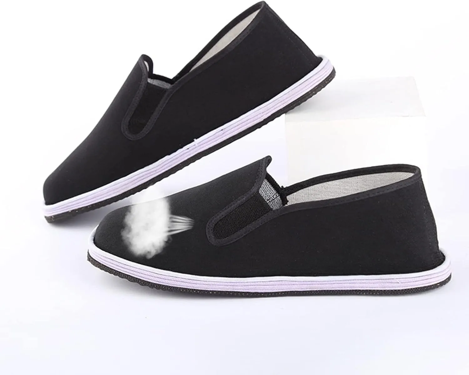 Mens Chinese Slip-On Martial Arts Old Beijing Kung Fu Canvas Shoes, Anti-Slip Fashion Kung Fu Tai Chi Martial Arts Rubber Sole Breathable Shoes, for Indoor and Outdoor, Environments