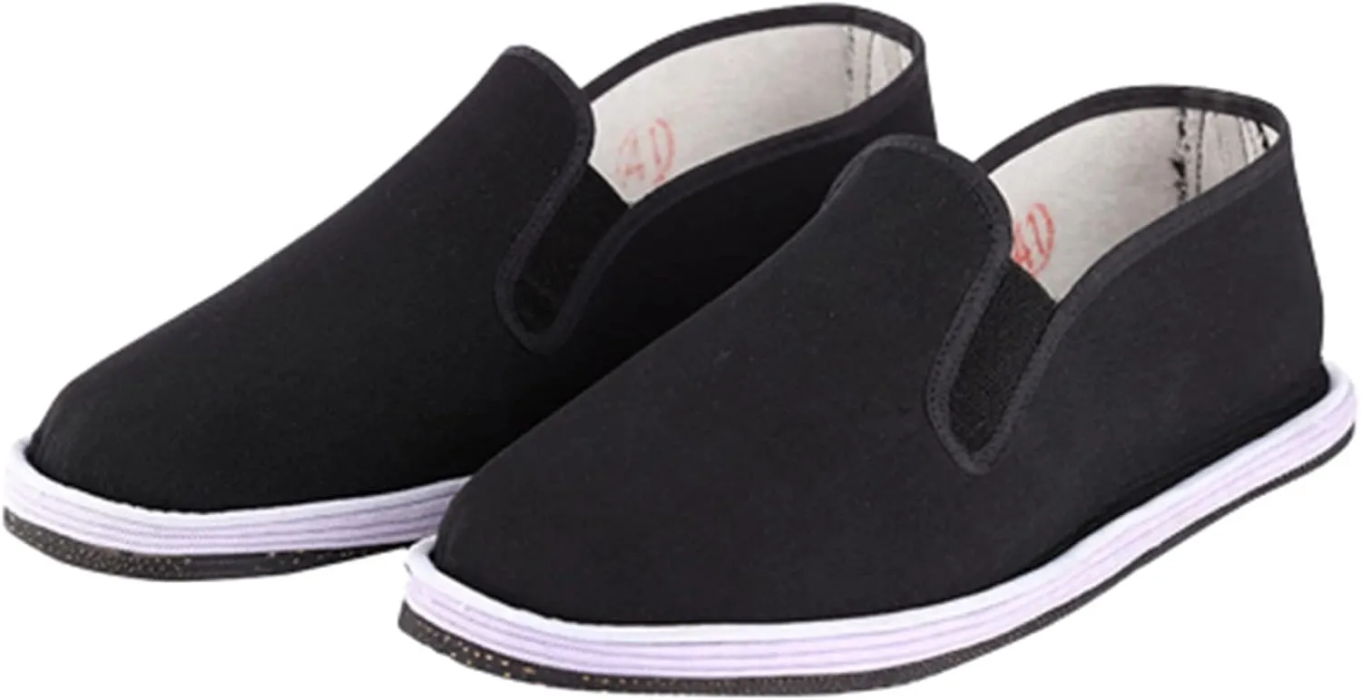 Mens Chinese Slip-On Martial Arts Old Beijing Kung Fu Canvas Shoes, Anti-Slip Fashion Kung Fu Tai Chi Martial Arts Rubber Sole Breathable Shoes, for Indoor and Outdoor, Environments