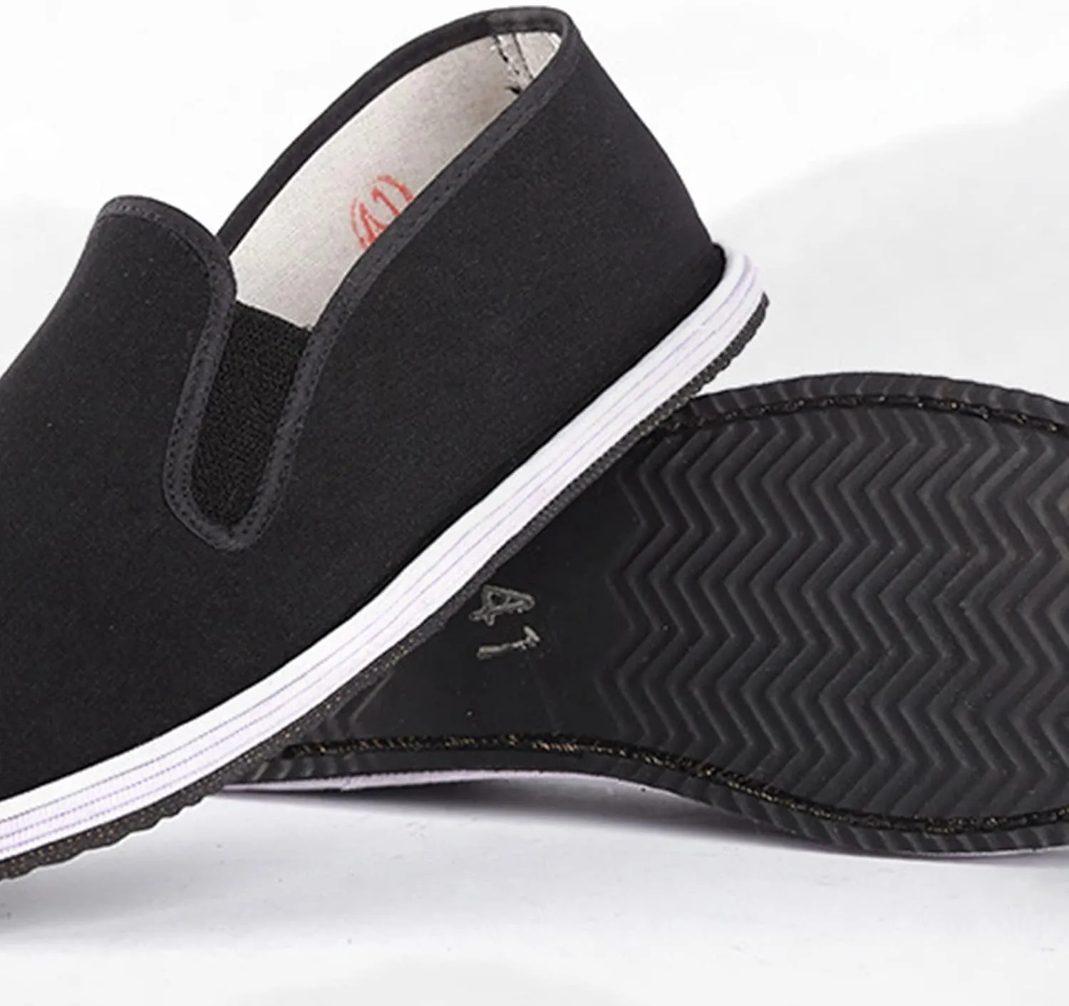 Mens Chinese Slip-On Martial Arts Old Beijing Kung Fu Canvas Shoes, Anti-Slip Fashion Kung Fu Tai Chi Martial Arts Rubber Sole Breathable Shoes, for Indoor and Outdoor, Environments