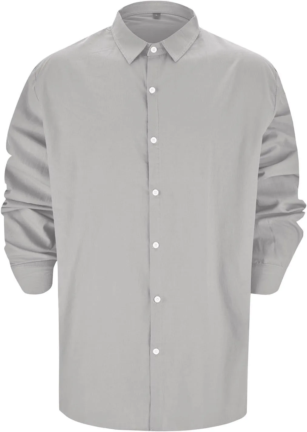 Mens Cotton Linen Shirts Long Sleeve Casual Shirt Summer Buttons Down Solid Plain Roll Up Sleeve Summer Beach