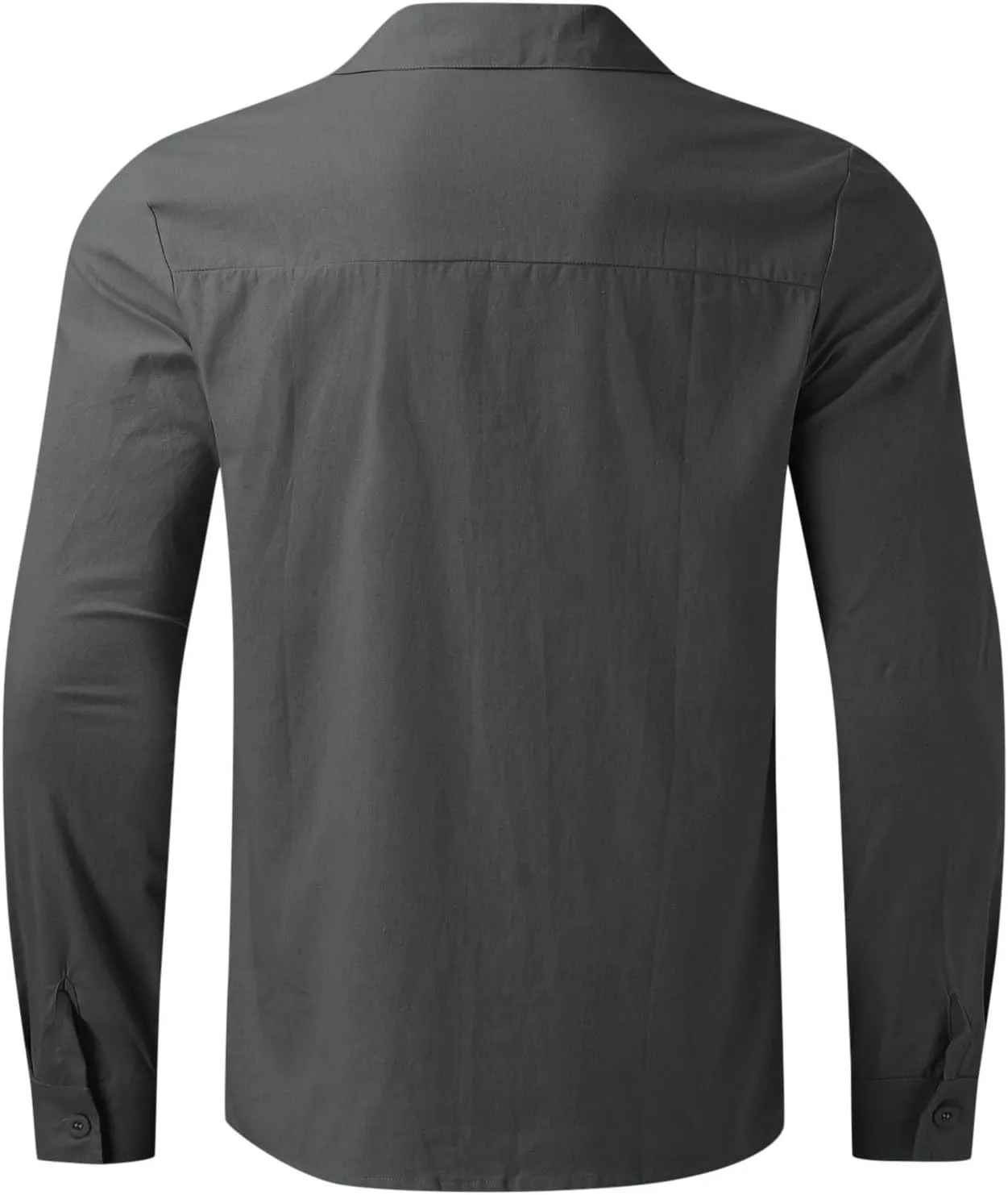 Mens Cotton Linen Shirts Long Sleeve Casual Shirt Summer Buttons Down Solid Plain Roll Up Sleeve Summer Beach
