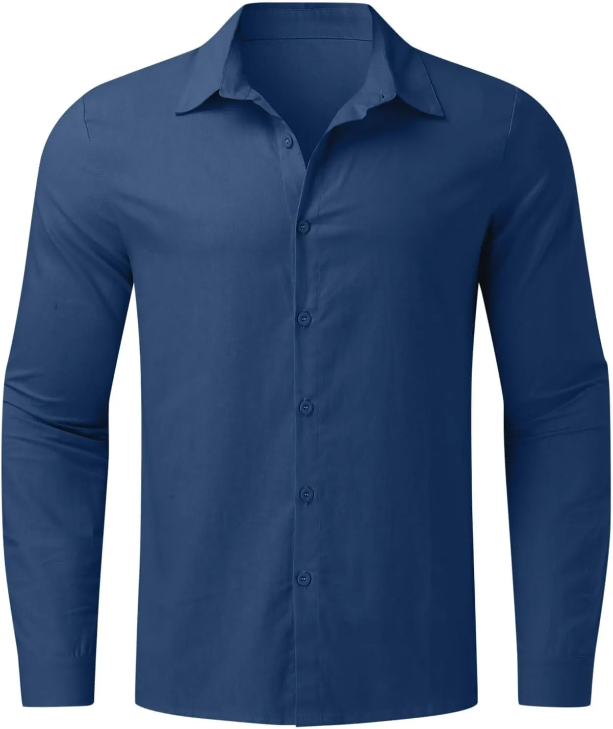 Mens Cotton Linen Shirts Long Sleeve Casual Shirt Summer Buttons Down Solid Plain Roll Up Sleeve Summer Beach