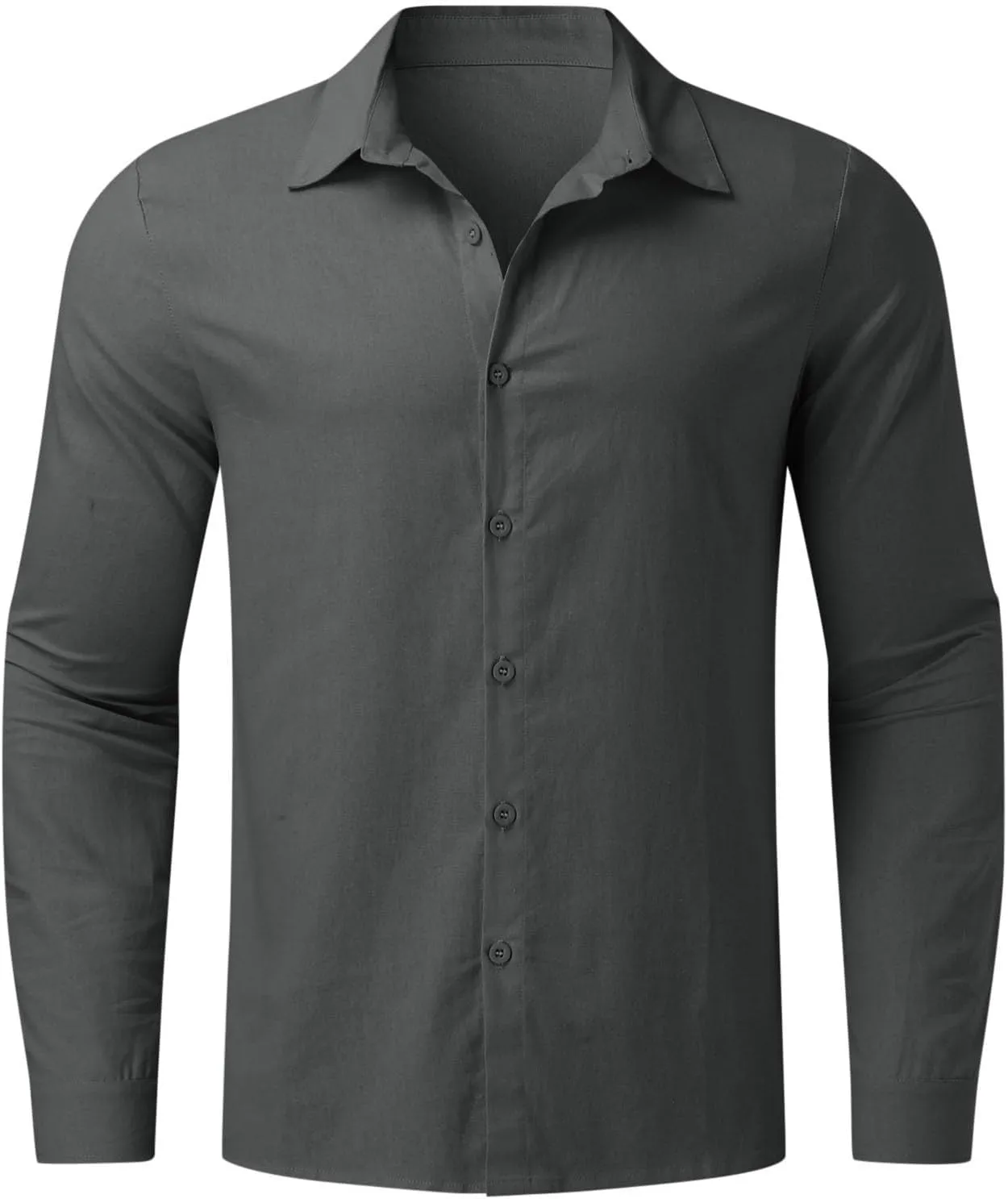 Mens Cotton Linen Shirts Long Sleeve Casual Shirt Summer Buttons Down Solid Plain Roll Up Sleeve Summer Beach