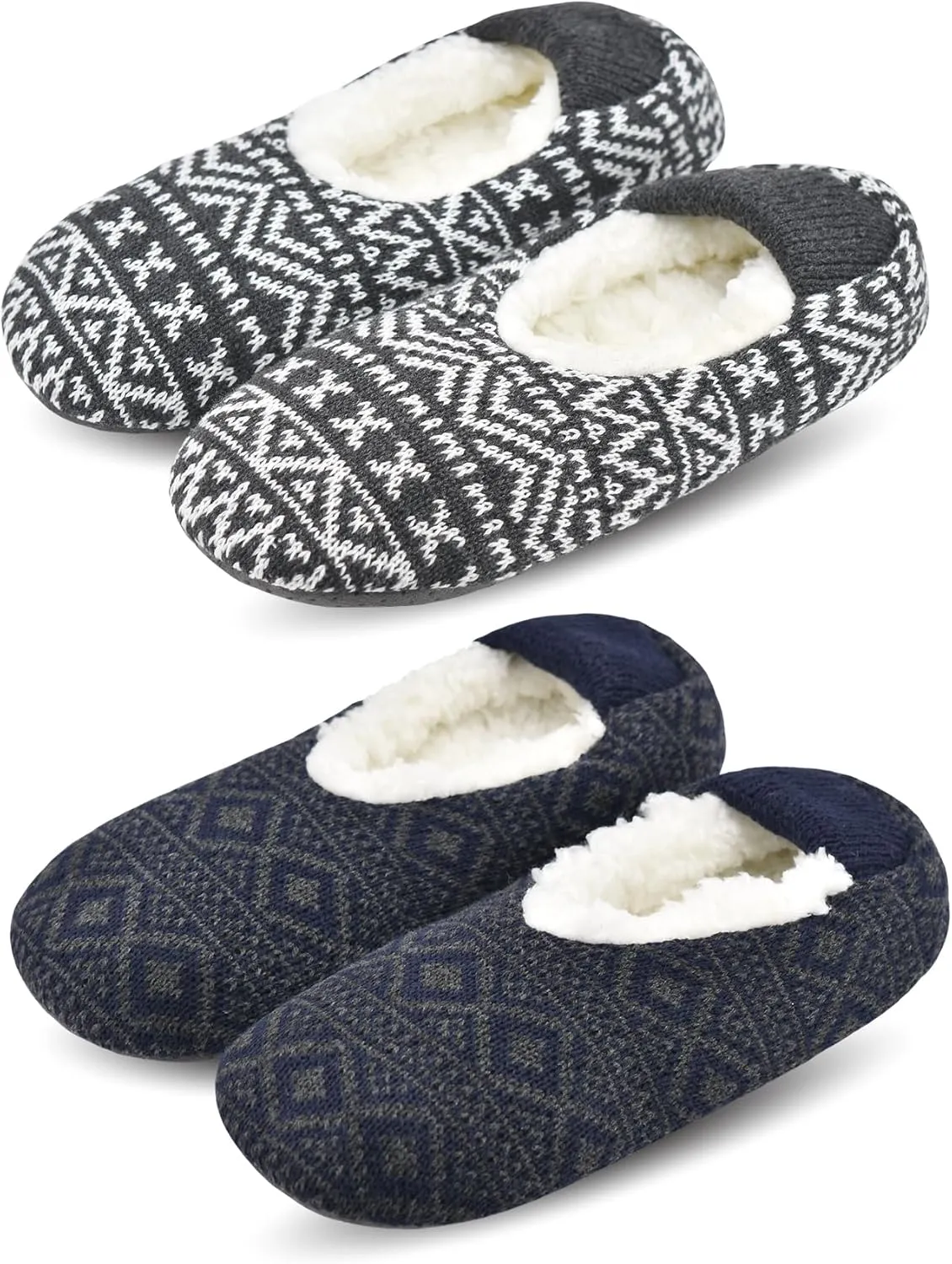 Mens Cozy Soft Sole Slipper Socks With Non Skid Bottoms, Warm Slipper Socks With Grippers For Men, Fuzzy House Slippers