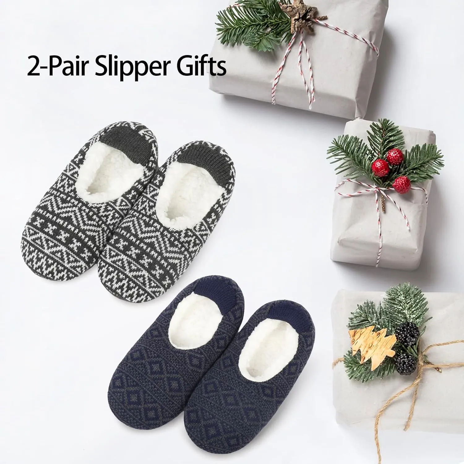 Mens Cozy Soft Sole Slipper Socks With Non Skid Bottoms, Warm Slipper Socks With Grippers For Men, Fuzzy House Slippers