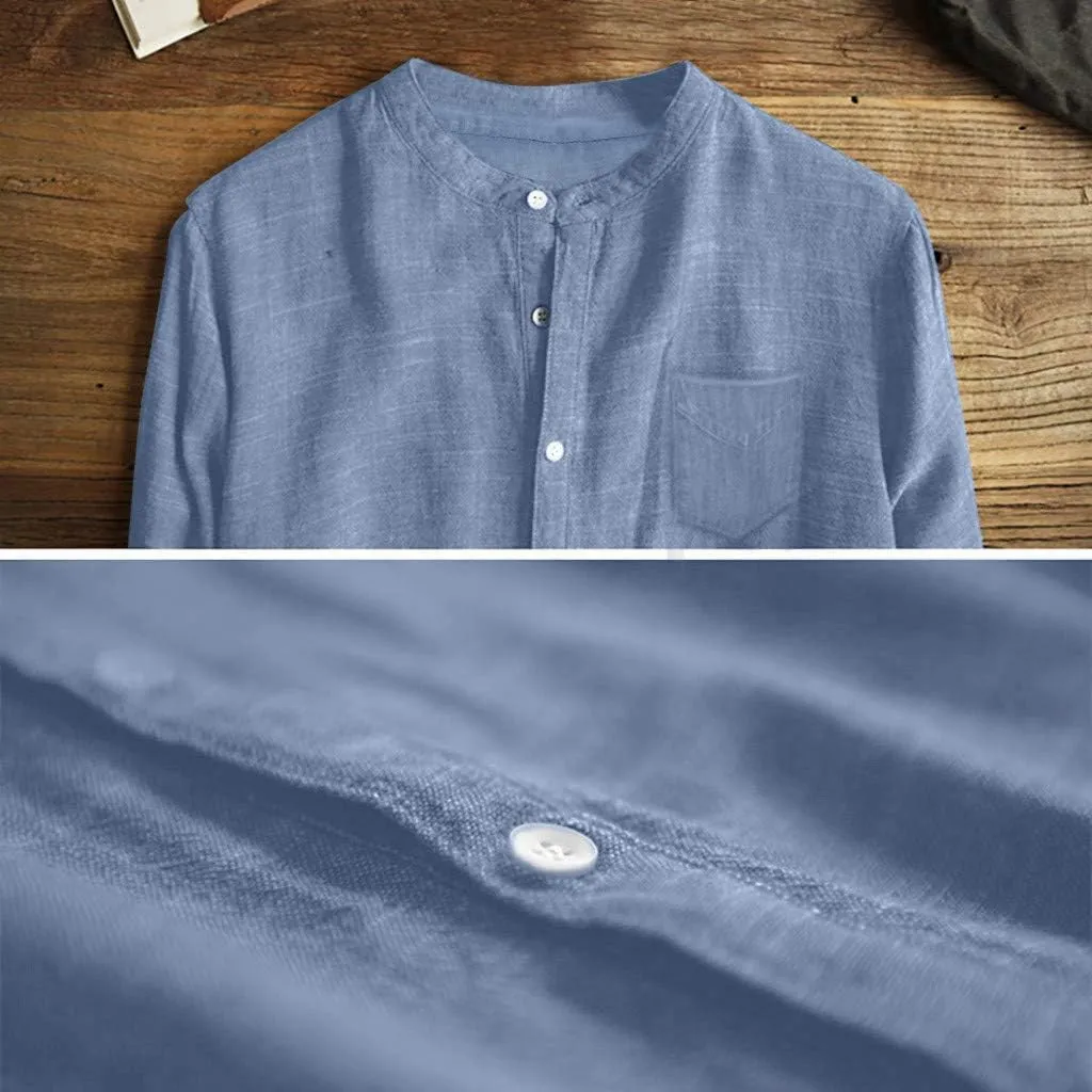 Men's Muscle Fit Dress Shirts Long Sleeve Buttons Down Solid Plain Roll Up Sleeve Summer Beach Shirts Casual Long
