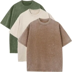 Men's Oversized T-Shirts Unisex Vintage Tees Acid Wash Cotton Tshirt Short Sleeve Casual Shirt
